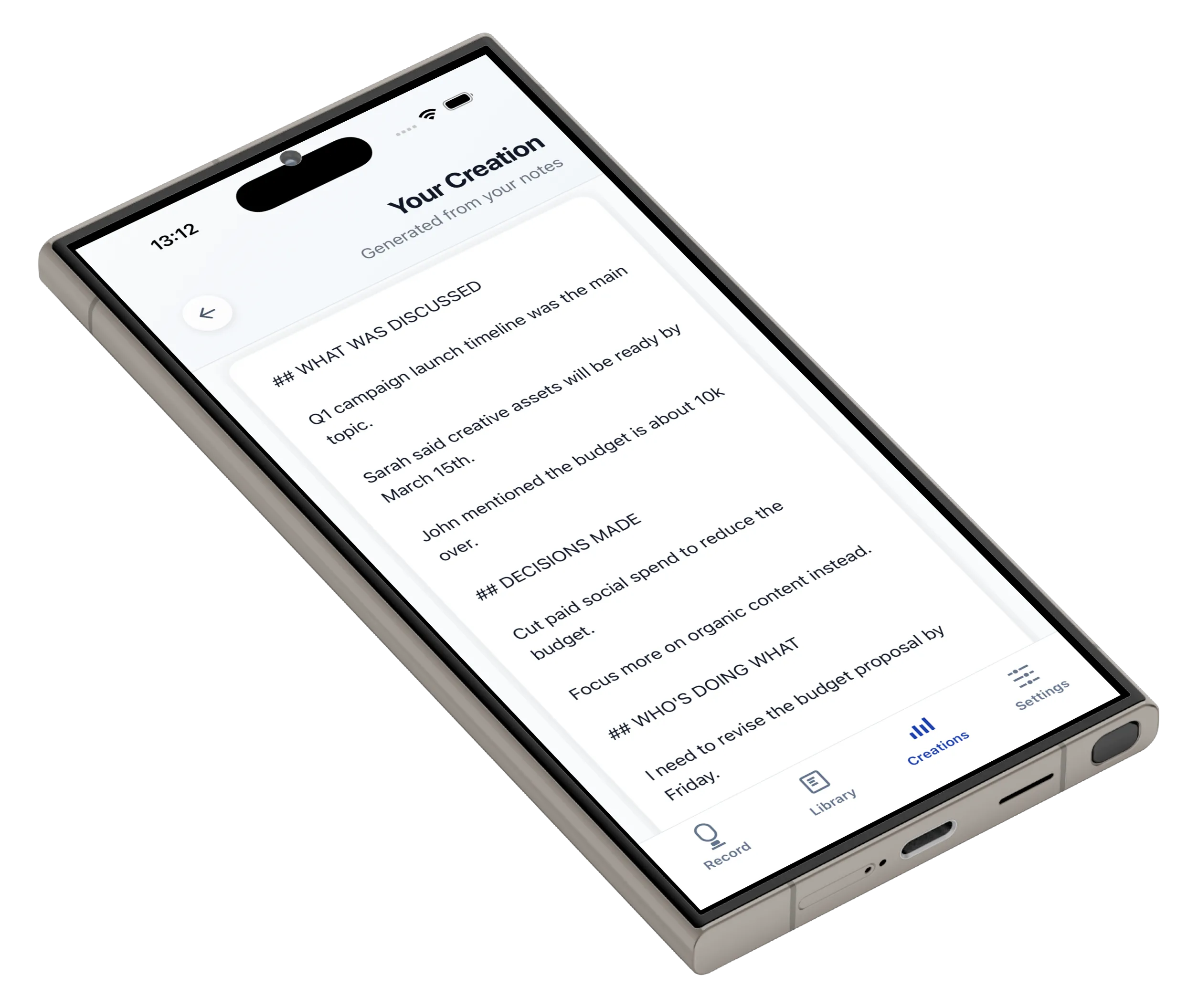 Generate meeting summaries