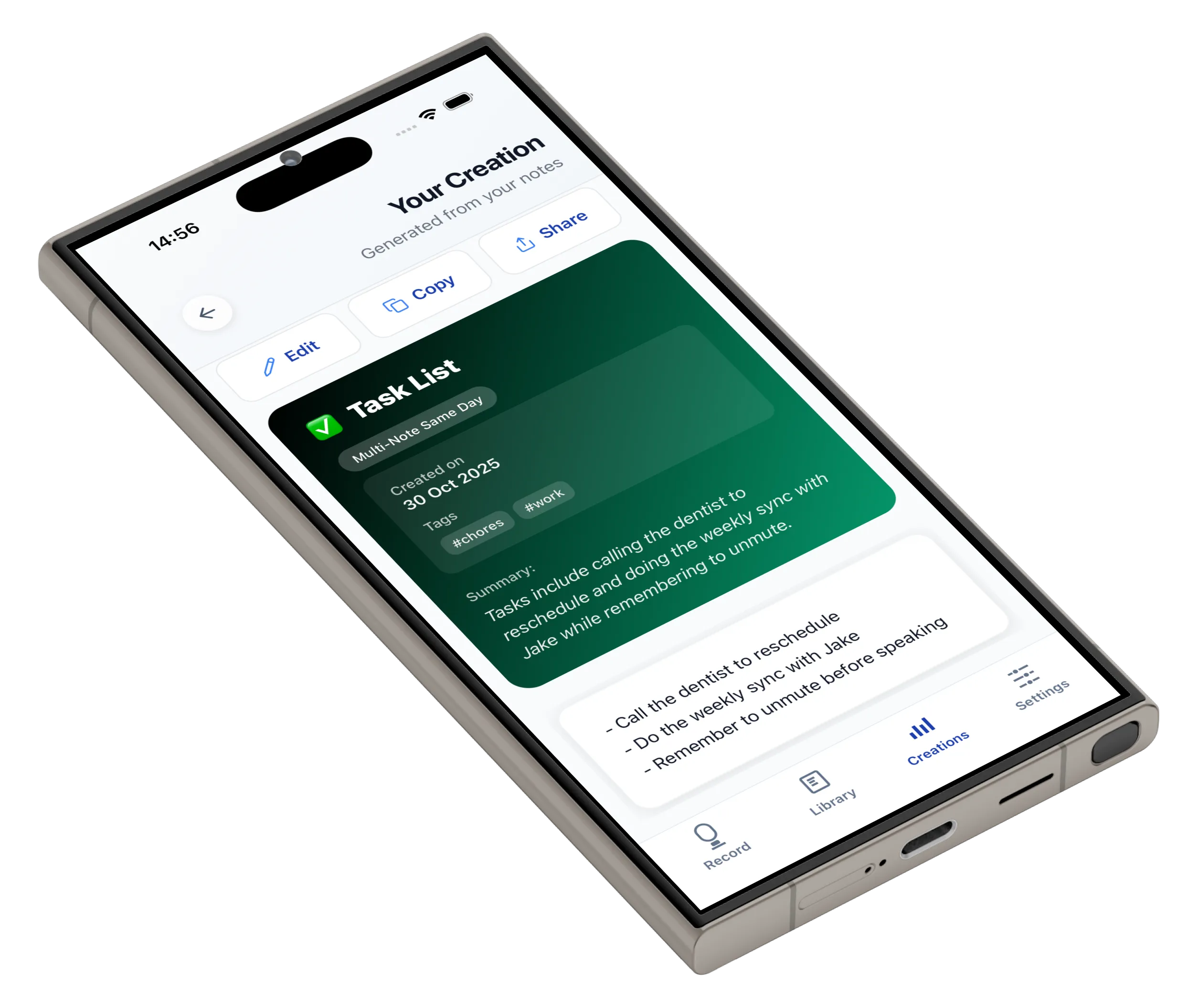 Turn notes into task lists